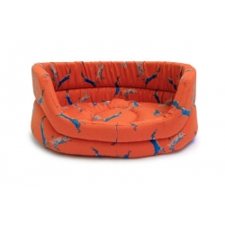 Small++ Orange Hare Print Slumber Dog Bed - Danish Design Woodland Hare 21" 53Cm